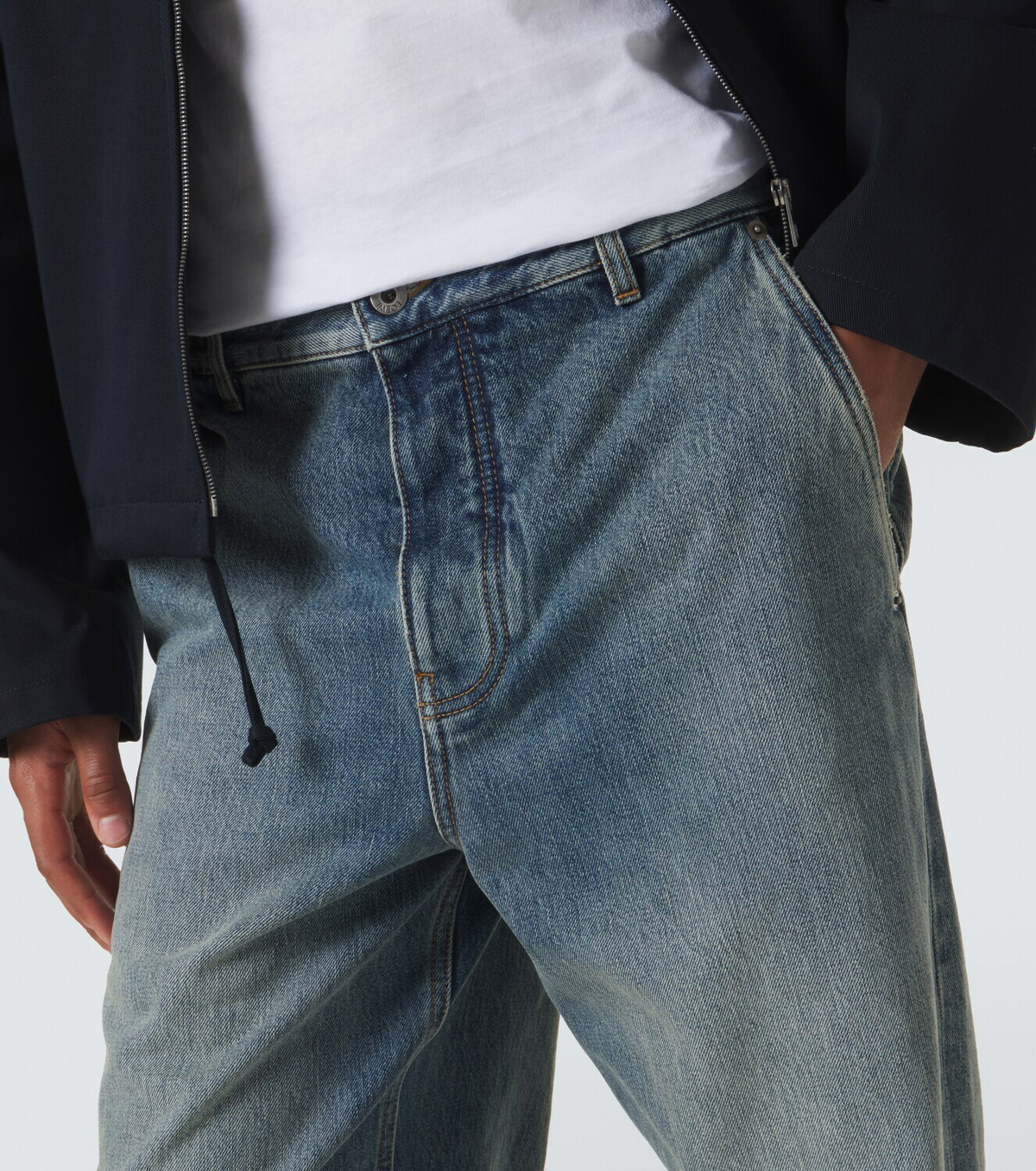 Loewe Suede-trimmed straight jeans