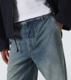 Loewe Suede-trimmed straight jeans