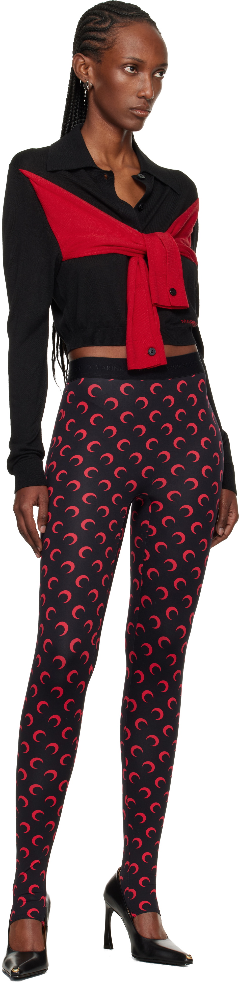 Marine Serre Black Moon Printed Jersey Leggings