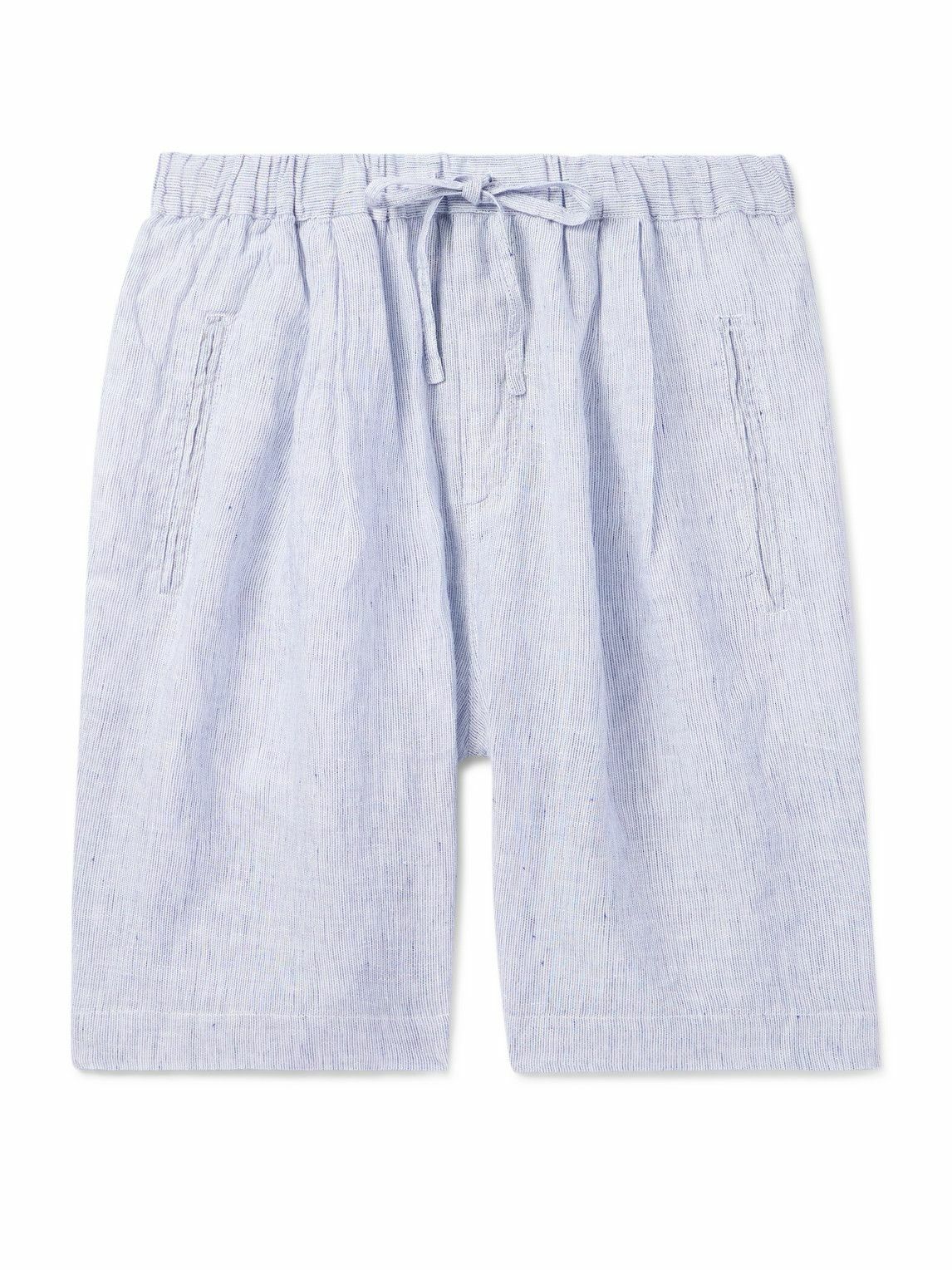 Massimo Alba - Kevin Straight-Leg Pleated Linen Drawstring Shorts - Blue