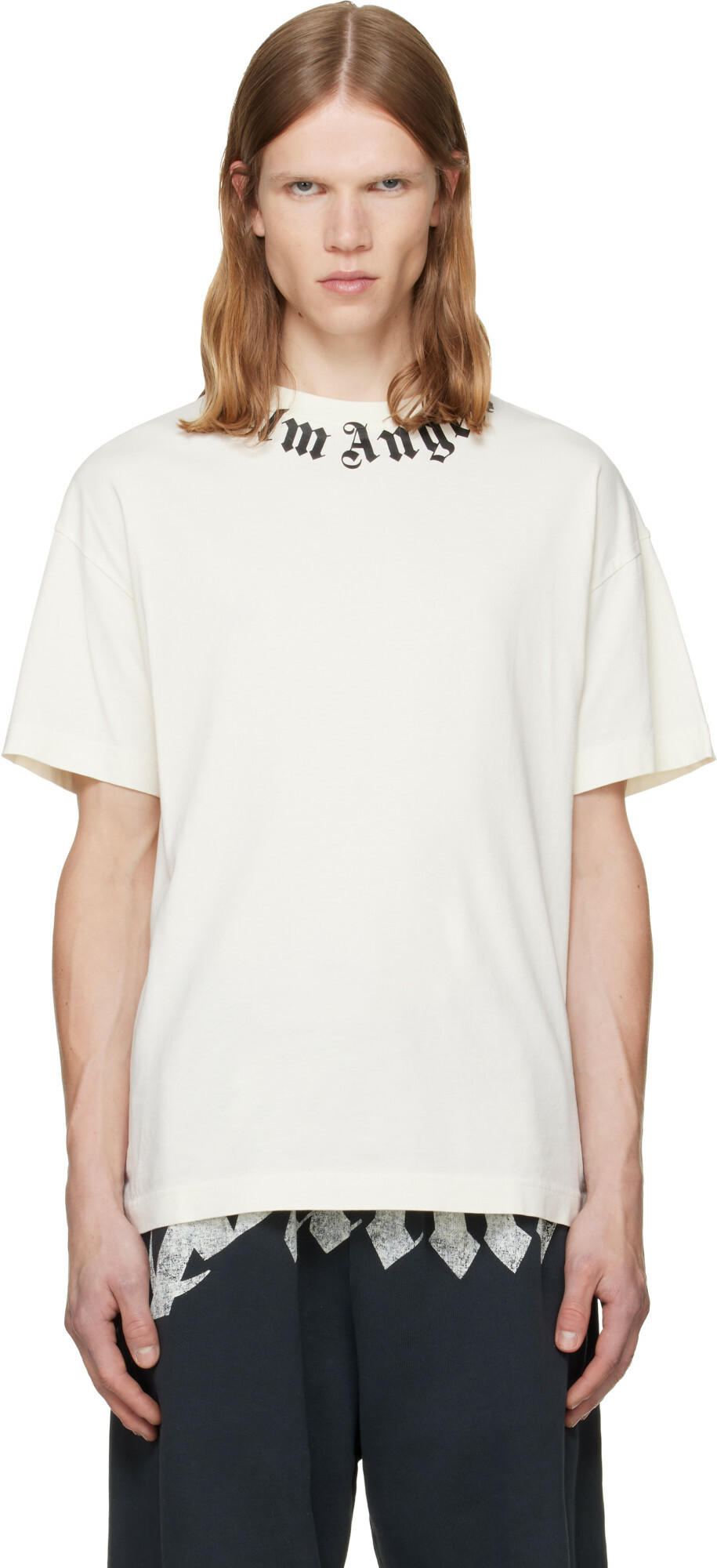 Palm Angels Men's Angel Pencil T-Shirt in White Palm Angels