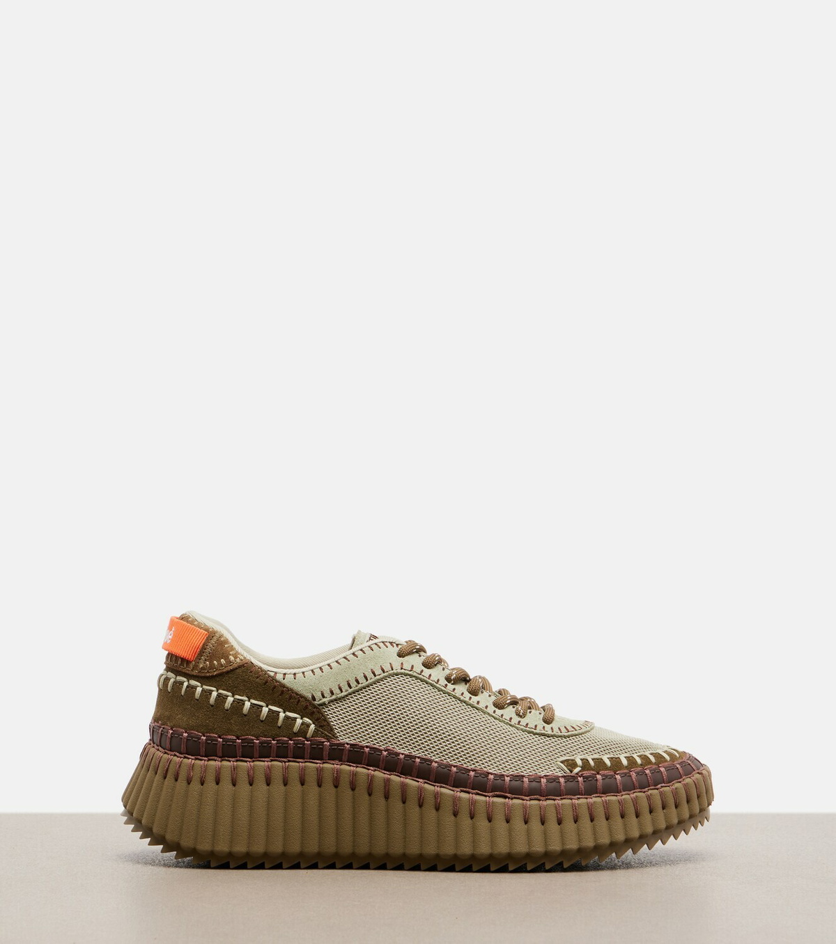 Chloé Nama leather-trimmed platform sneakers