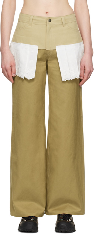 Photo: Andersson Bell Beige & White Lace Pleats Skirt Trousers