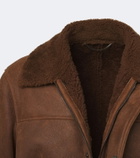 Canali Shearling-trimmed leather jacket