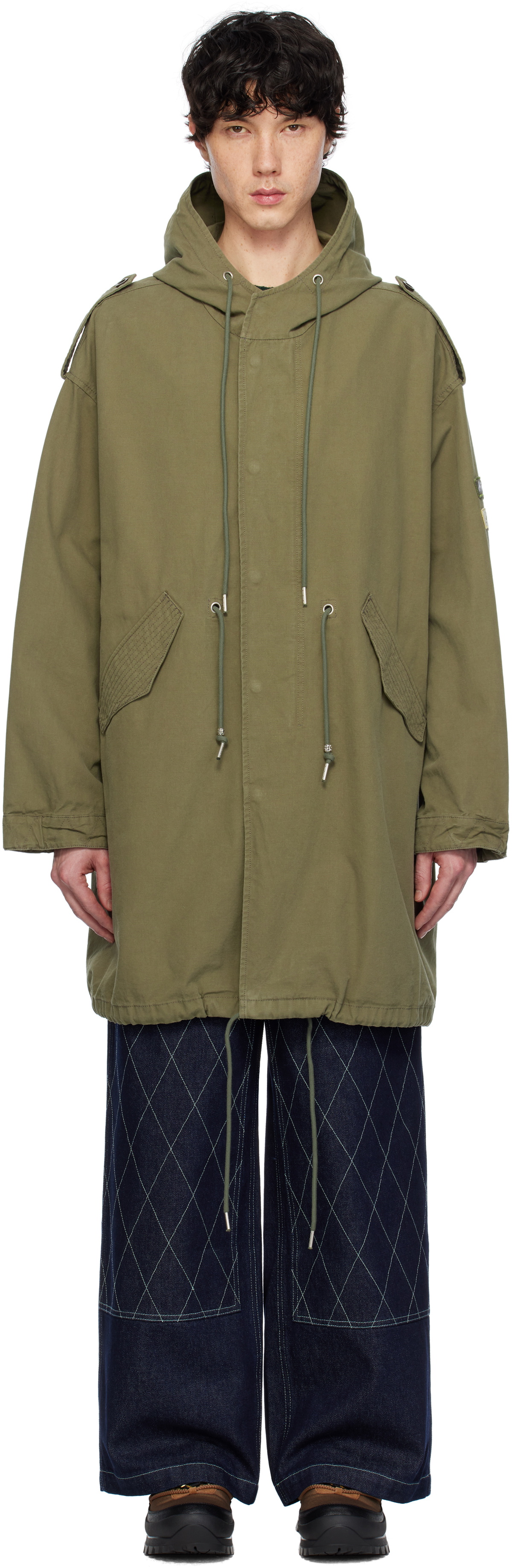 AFTER PRAY Khaki Safari Hooded Fishtail Coat