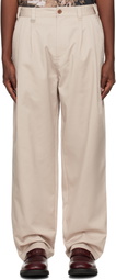 Metalwood Studio Beige Elastic Waist Baggy Trousers