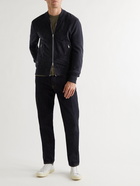 TOM FORD - Merino Wool and Suede Zip-Up Cardigan - Blue