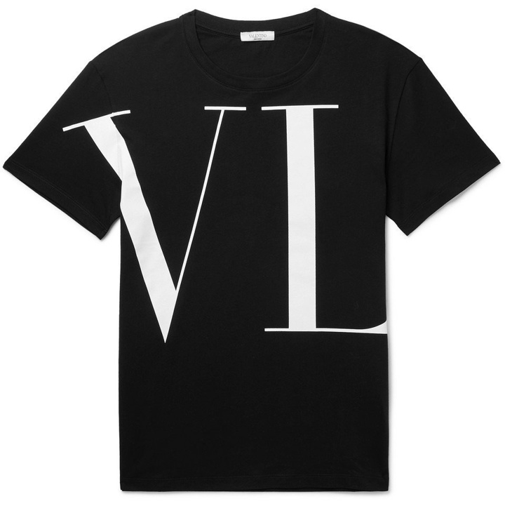 Photo: Valentino - Logo-Print Cotton-Jersey T-Shirt - Black