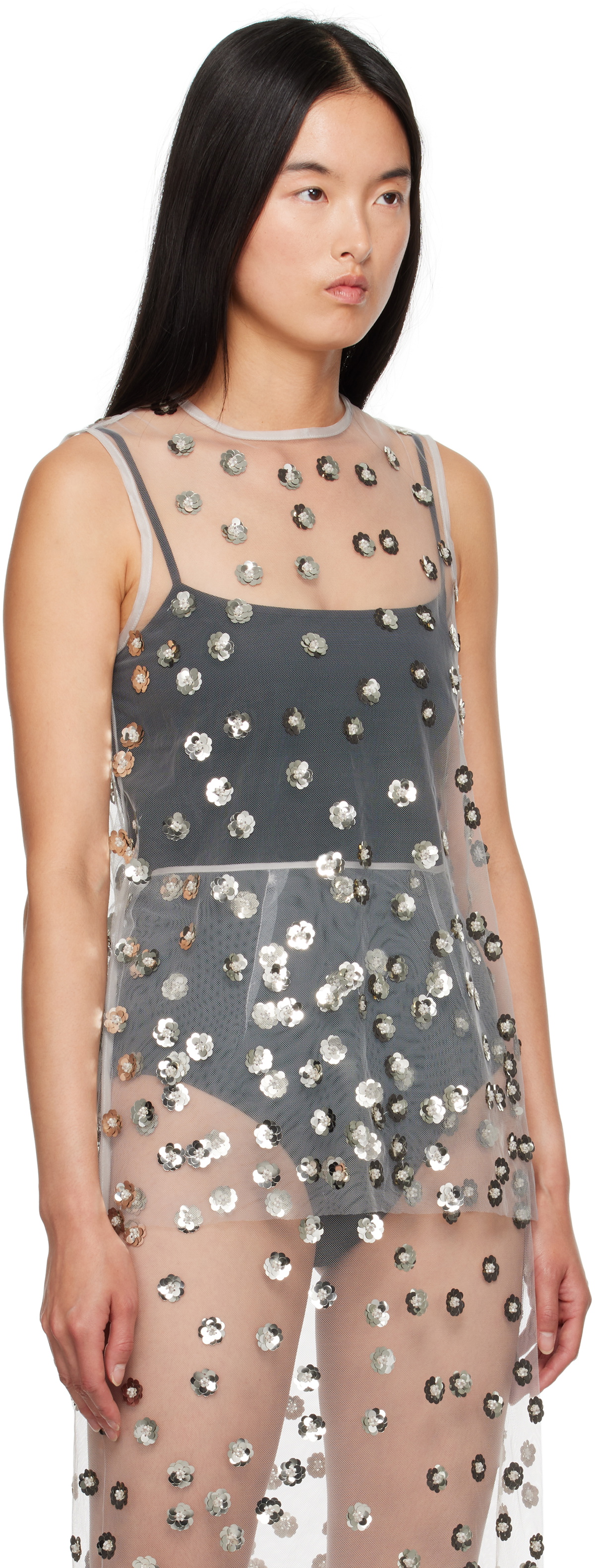 Cecilie Bahnsen Silver Utania Tank Top
