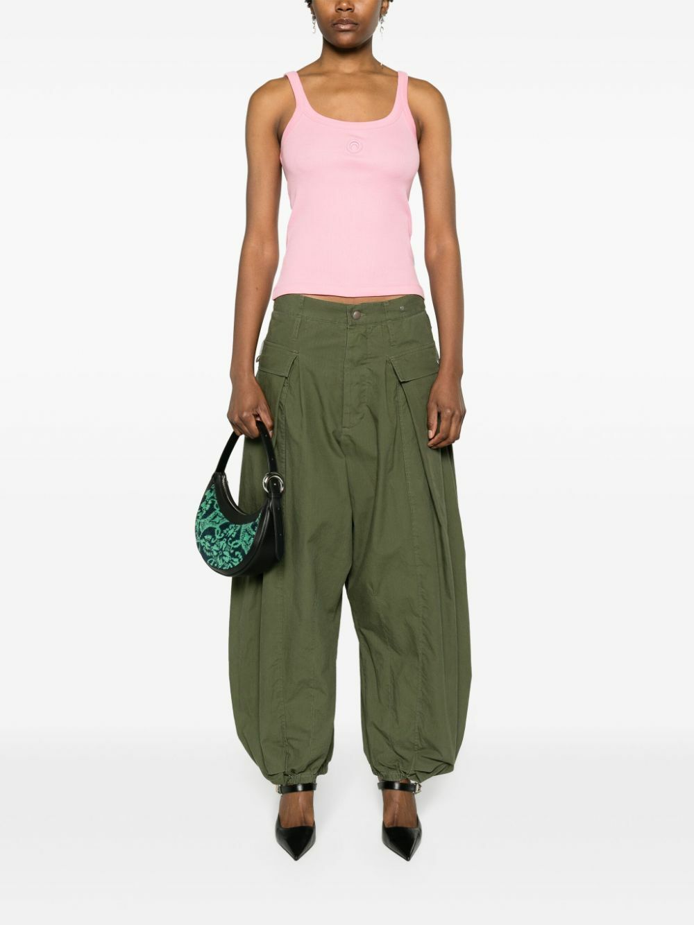Marine Serre Pink Logo-Embroidered Tank Top Marine Serre