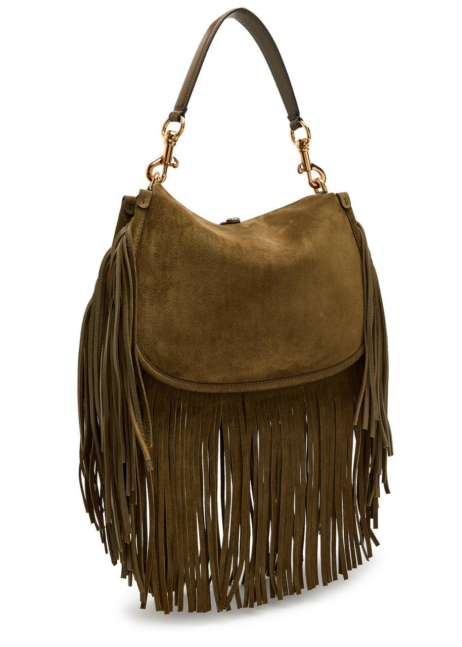 Etro Pony Medium Fringed Suede Cross-body bag - Khaki - One Size