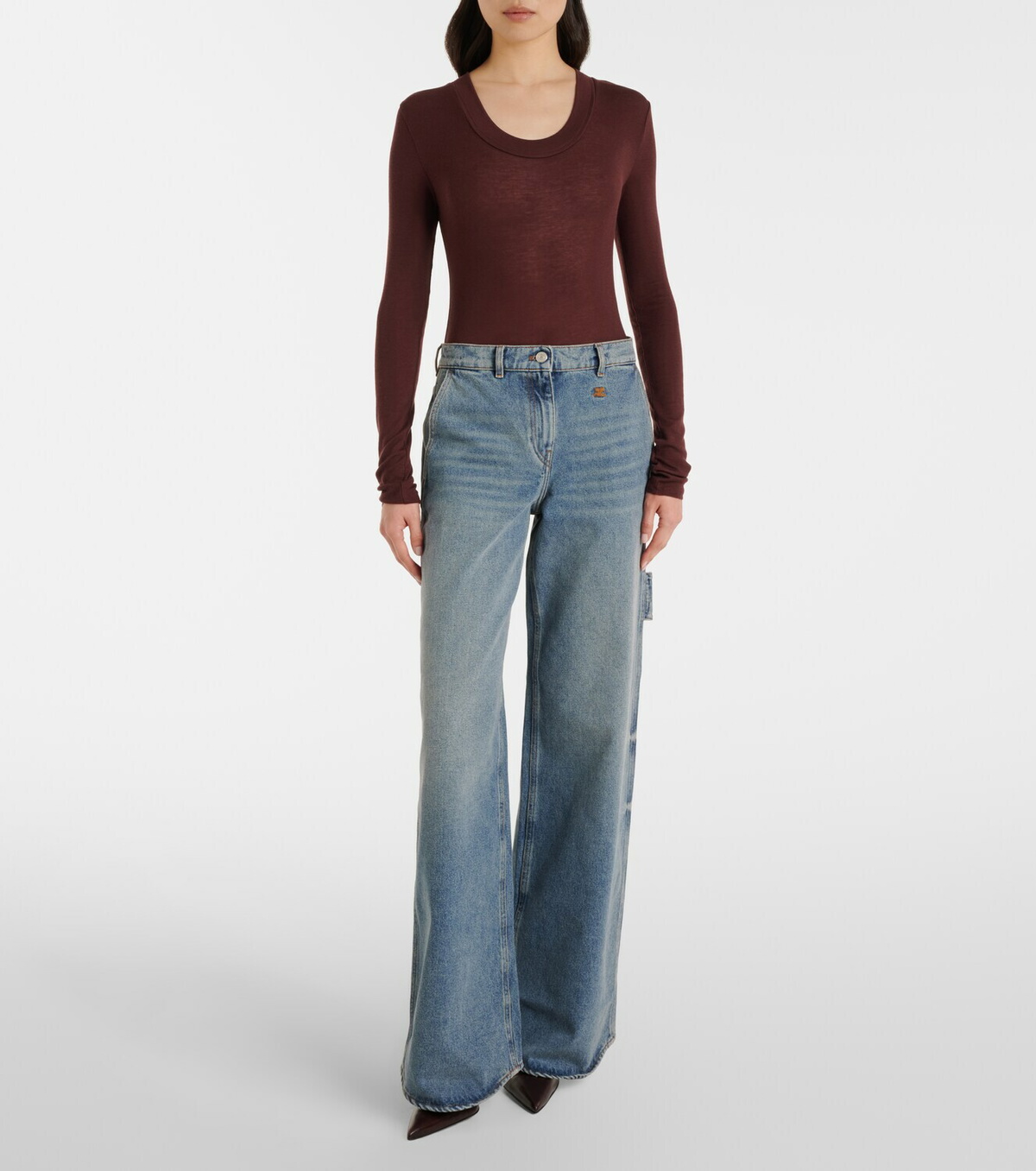 Courrèges Logo wide-leg jeans