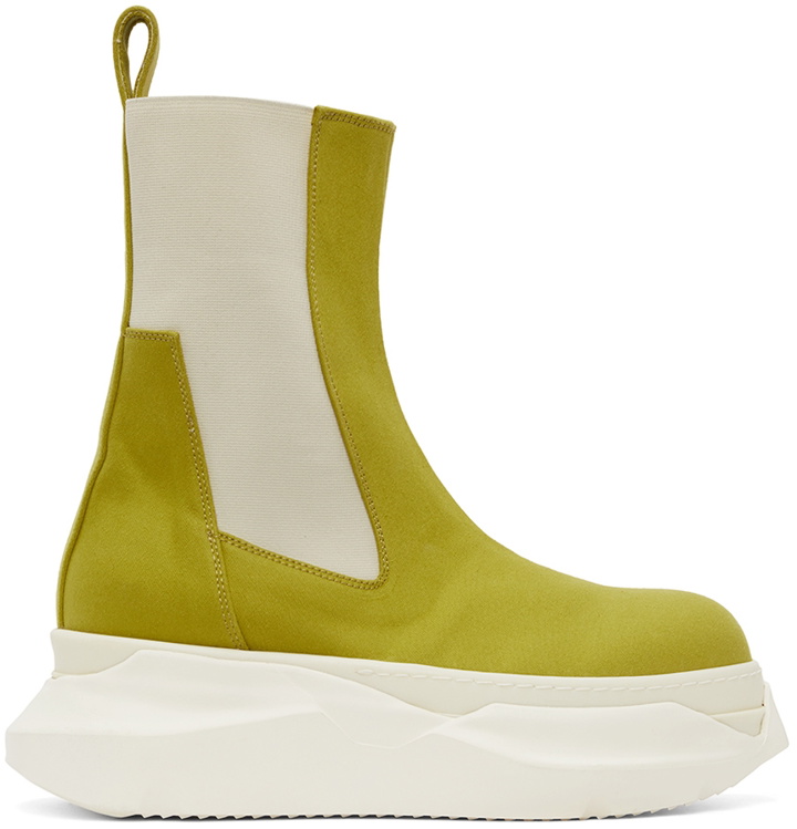 Photo: Rick Owens Drkshdw Green & Off-White Beatle Abstract Chelsea Boots