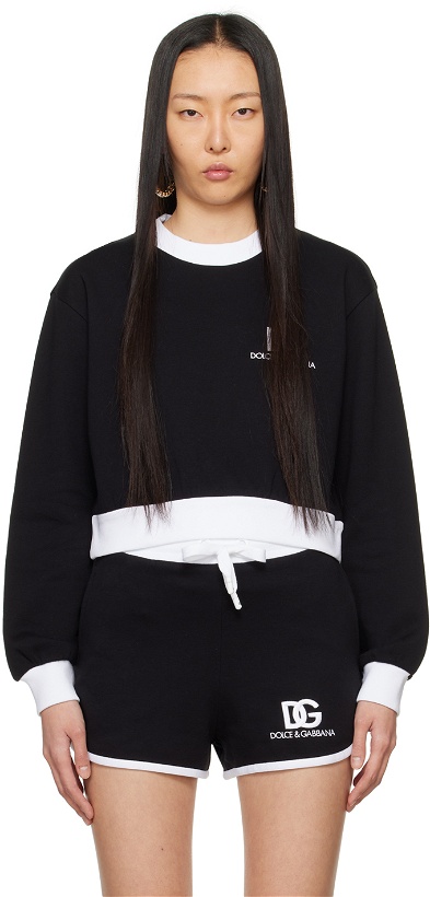 Photo: Dolce & Gabbana Black Embroidered Sweatshirt