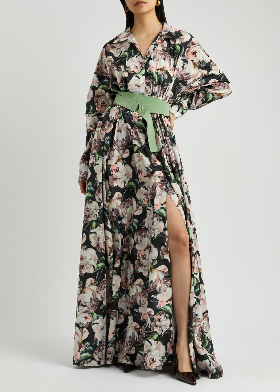 Norma Kamali Floral-print Shell Maxi Dress Pink