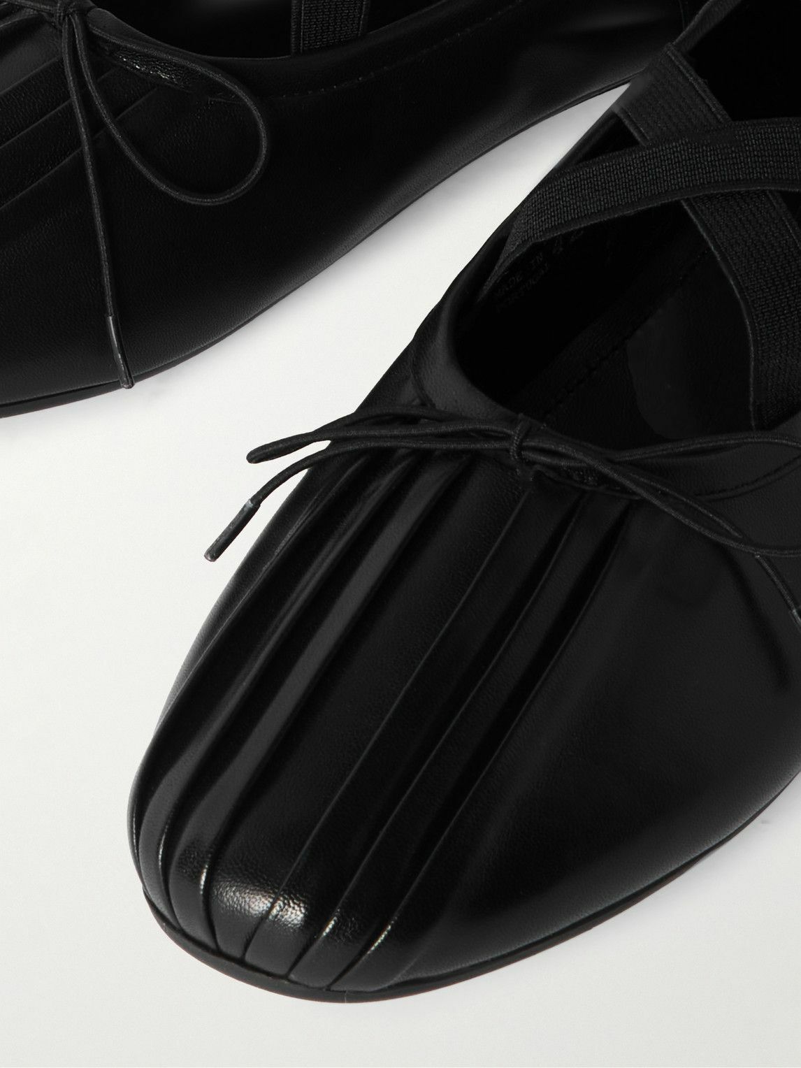 Simone Rocha - Bow-Embellished Pleated Leather Ballet Flats - Black