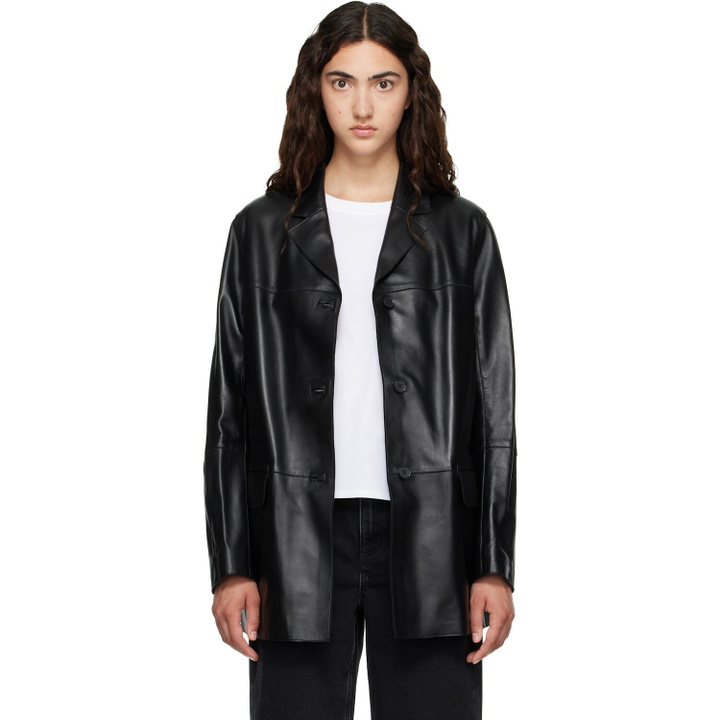 Photo: Loulou de Saison Black NARI Straight Leather Jacket