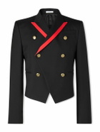 McQueen - Slim-Fit Double-Breasted Grosgrain-Trimmed Wool-Twill Blazer - Black