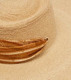 Zimmermann Silk-trimmed raffia hat