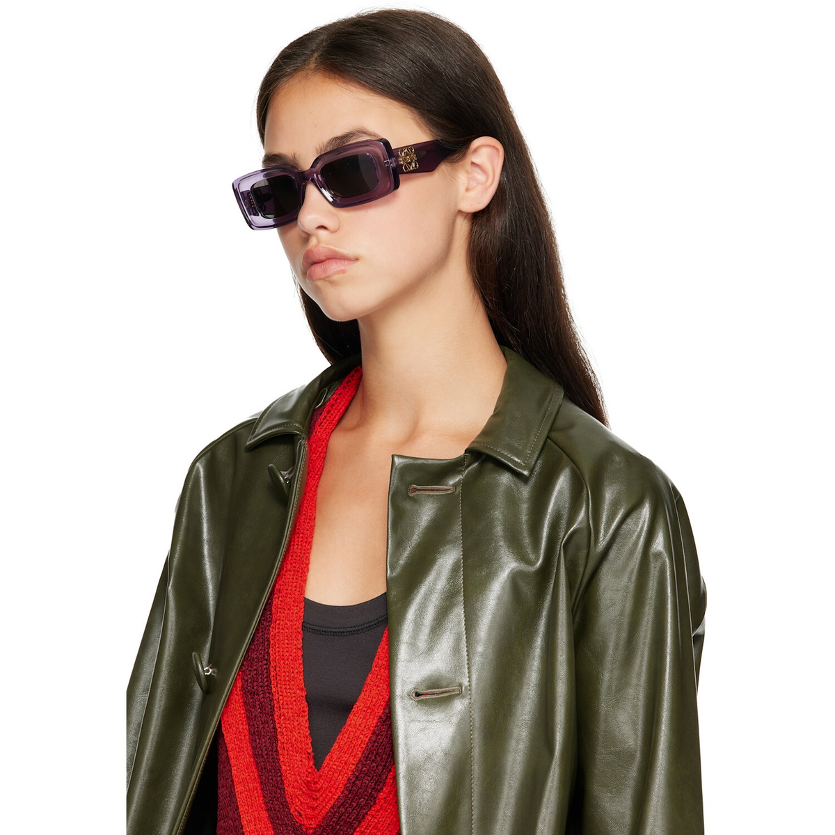LOEWE Purple Rectangular Sunglasses