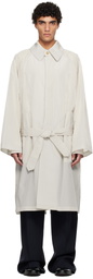 Hed Mayner Off-White Crinkled Trench Coat