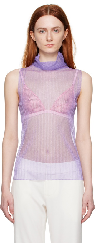 Photo: JUNEYEN Purple Sheer Turtleneck