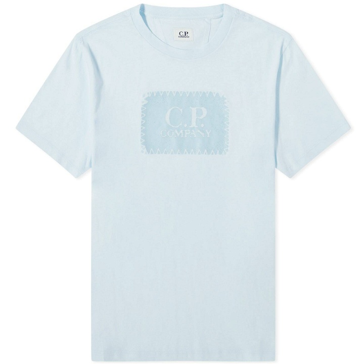 Photo: C.P. Company Men's 30/1 Jersey Label Style Logo T-Shirt in Starlight Blue