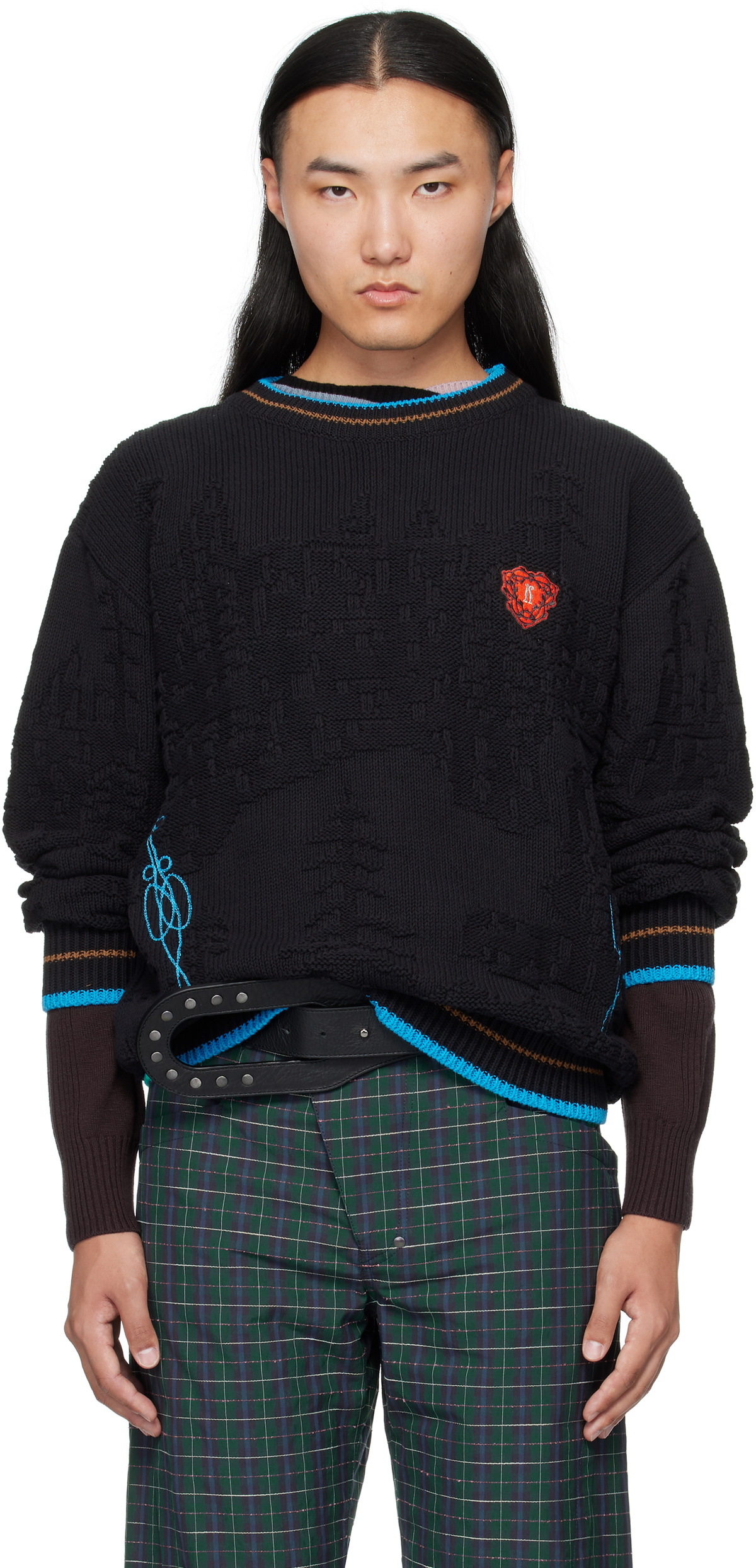 kiko kostadinov delva sweater あいみょん着用 Kiko Kostadinov Red Delva Body Intarsia Knit Sweater Kiko