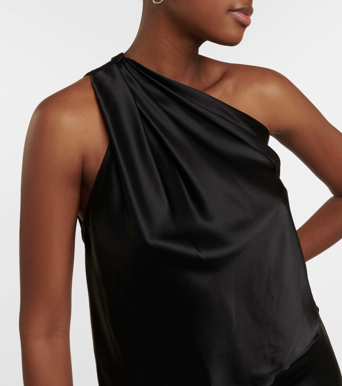 The Sei Draped one-shoulder silk satin top
