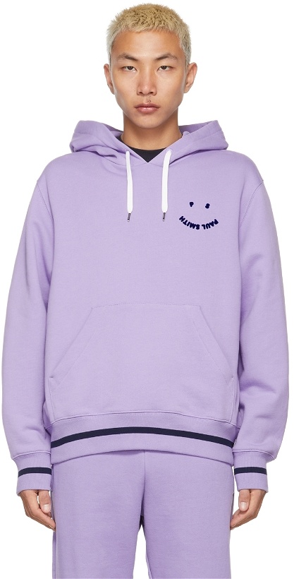 Photo: PS by Paul Smith Purple Flocked Happy Hoodie