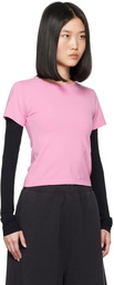 MM6 Maison Margiela Pink & Black Layered Long Sleeve T-Shirt