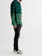 AMIRI - Distressed Dégradé Bleached Checked Cotton-Blend Flannel Shirt - Green - S