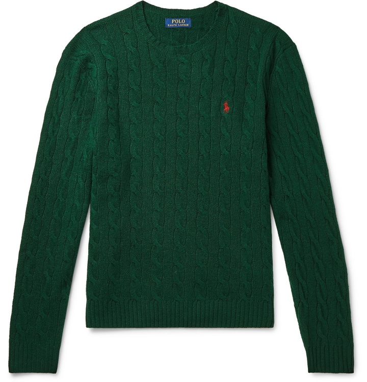 Photo: Polo Ralph Lauren - Cable-Knit Cashmere and Wool-Blend Sweater - Green