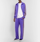 Needles - Glittered Webbing-Trimmed Tech-Jersey Track Pants - Purple