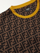 FENDI - Logo-Print Cotton-Jersey T-Shirt - Brown