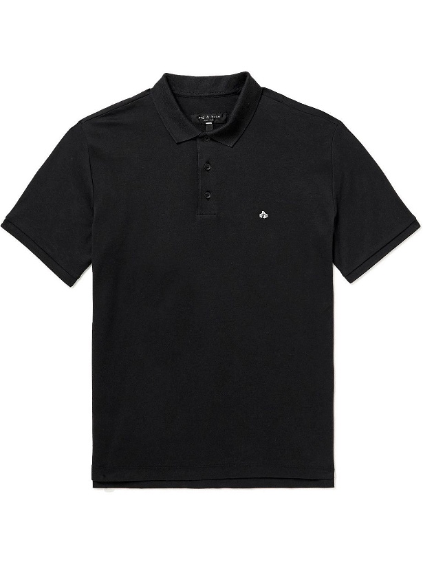 Photo: Rag & Bone - Logo-Appliquéd Pima Cotton-Jersey Polo Shirt - Black
