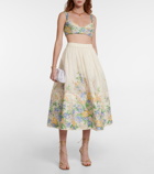 Zimmermann - Floral linen and silk midi skirt