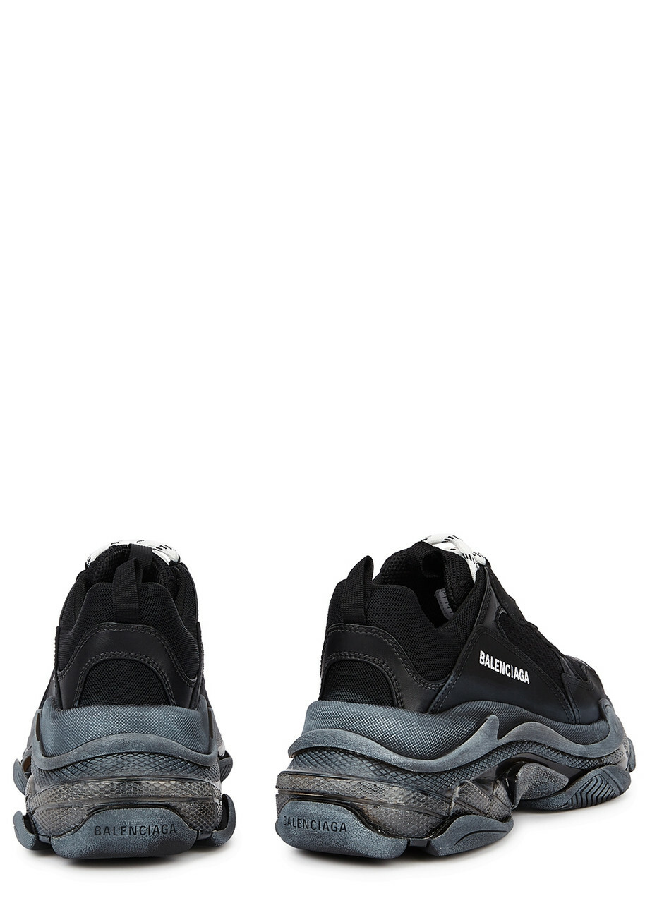 Balenciaga Triple S Black Panelled Sneakers, Sneakers, Black, Mesh