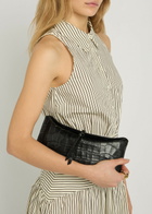 Staud Eve Crocodile-effect Leather Clutch - Black - One Size