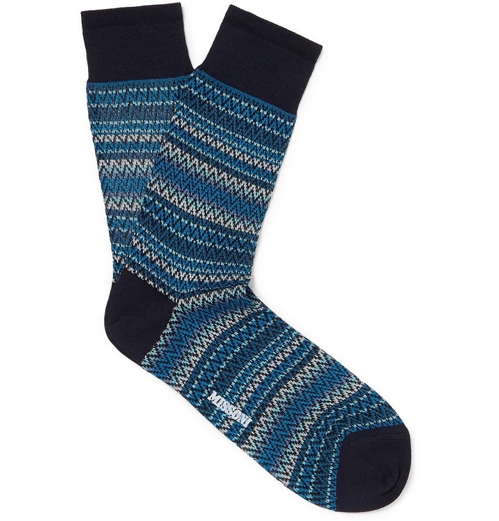 Photo: Missoni - Crochet-Knit Cotton Socks - Men - Blue