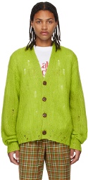 Late Checkout Green Distressed Cardigan