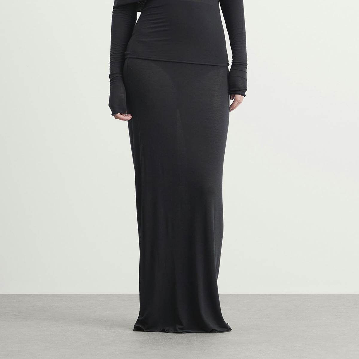 SKIMS Women's Sheer Modal Long Skirt in Onyx