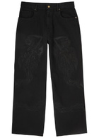 Warren Lotas Embroidered Straight-leg Jeans Black