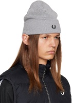 Fred Perry Gray Embroidered Beanie