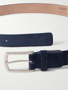 Zegna - 3cm Suede Belt - Blue