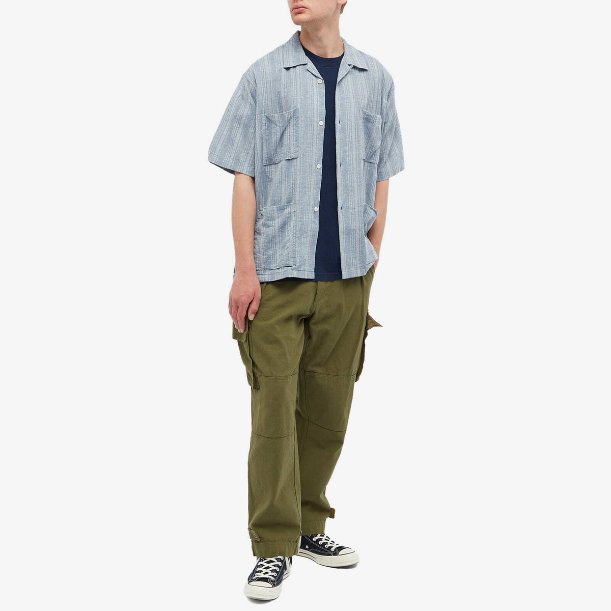 Pilgrim Surf + Supply Albert Field Shirt in Ivory/Blue main image 1