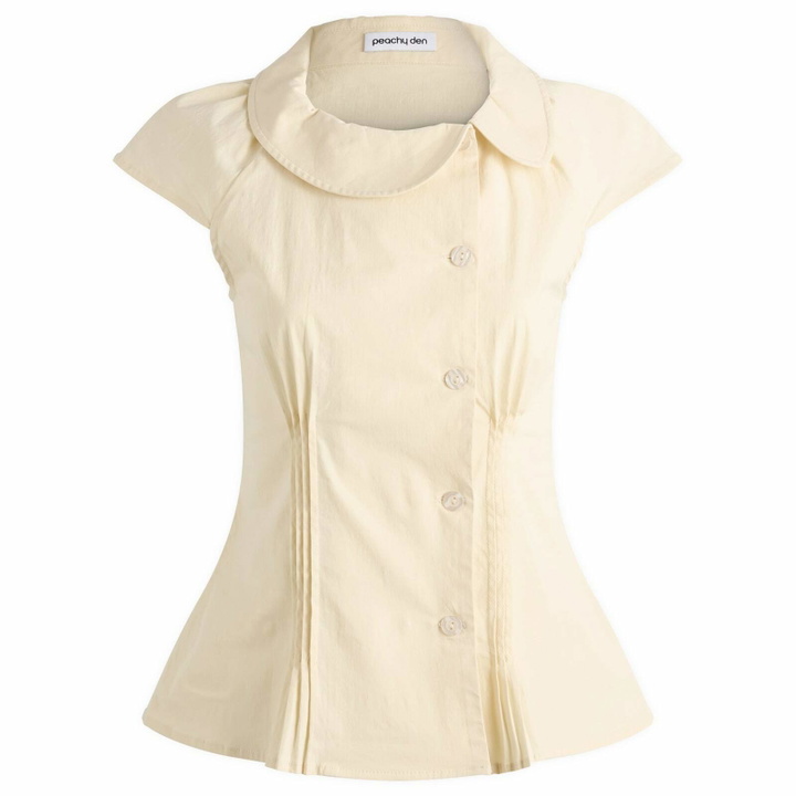 Photo: Peachy Den Women's Missy Asymmetric Stretch Blouse Presented by END. in Parchment