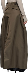 sacai Khaki Nylon Twill Maxi Skirt