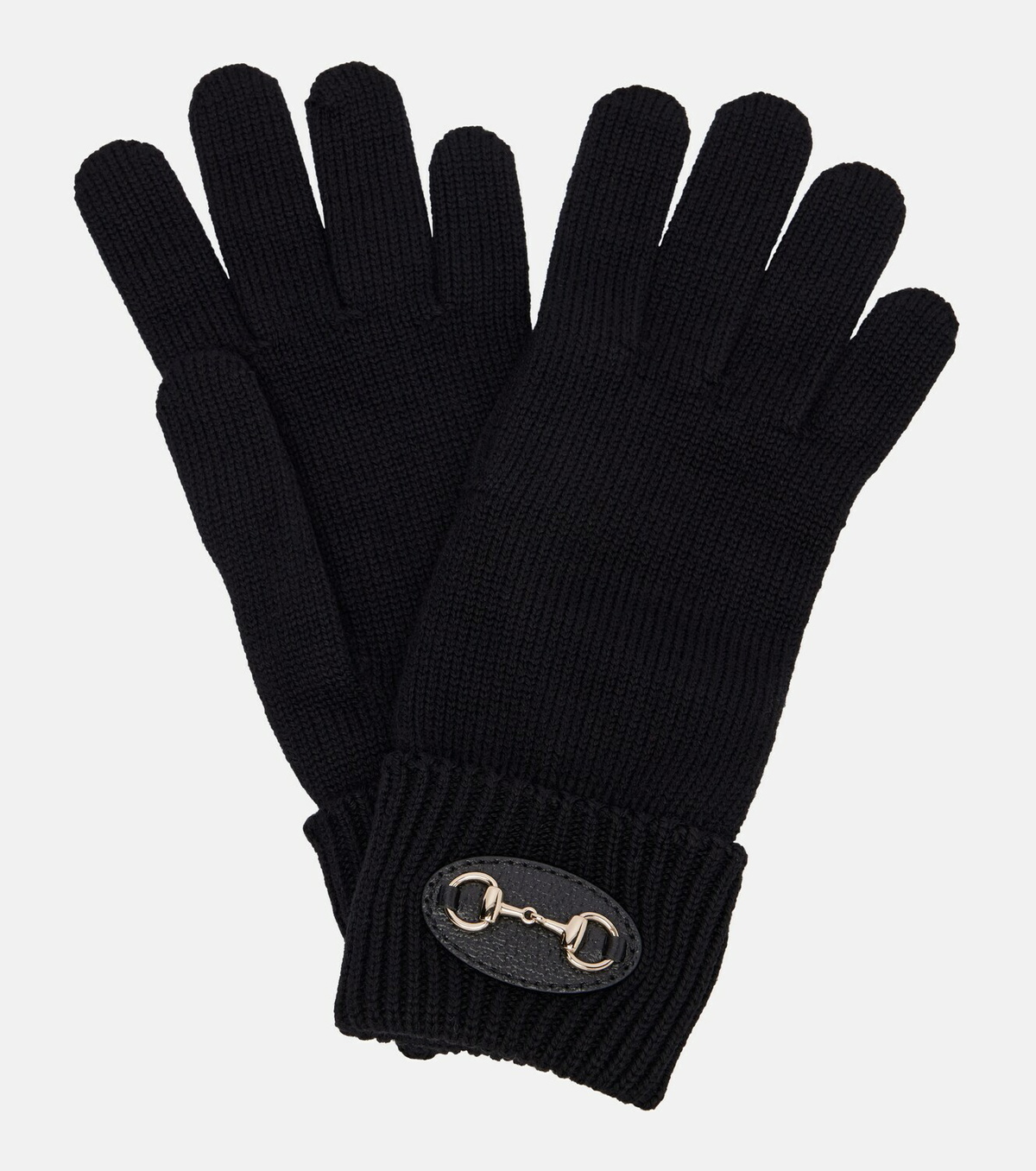 Gucci Horsebit ribbed-knit wool gloves