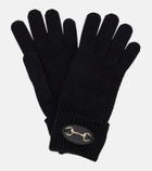 Gucci Horsebit ribbed-knit wool gloves
